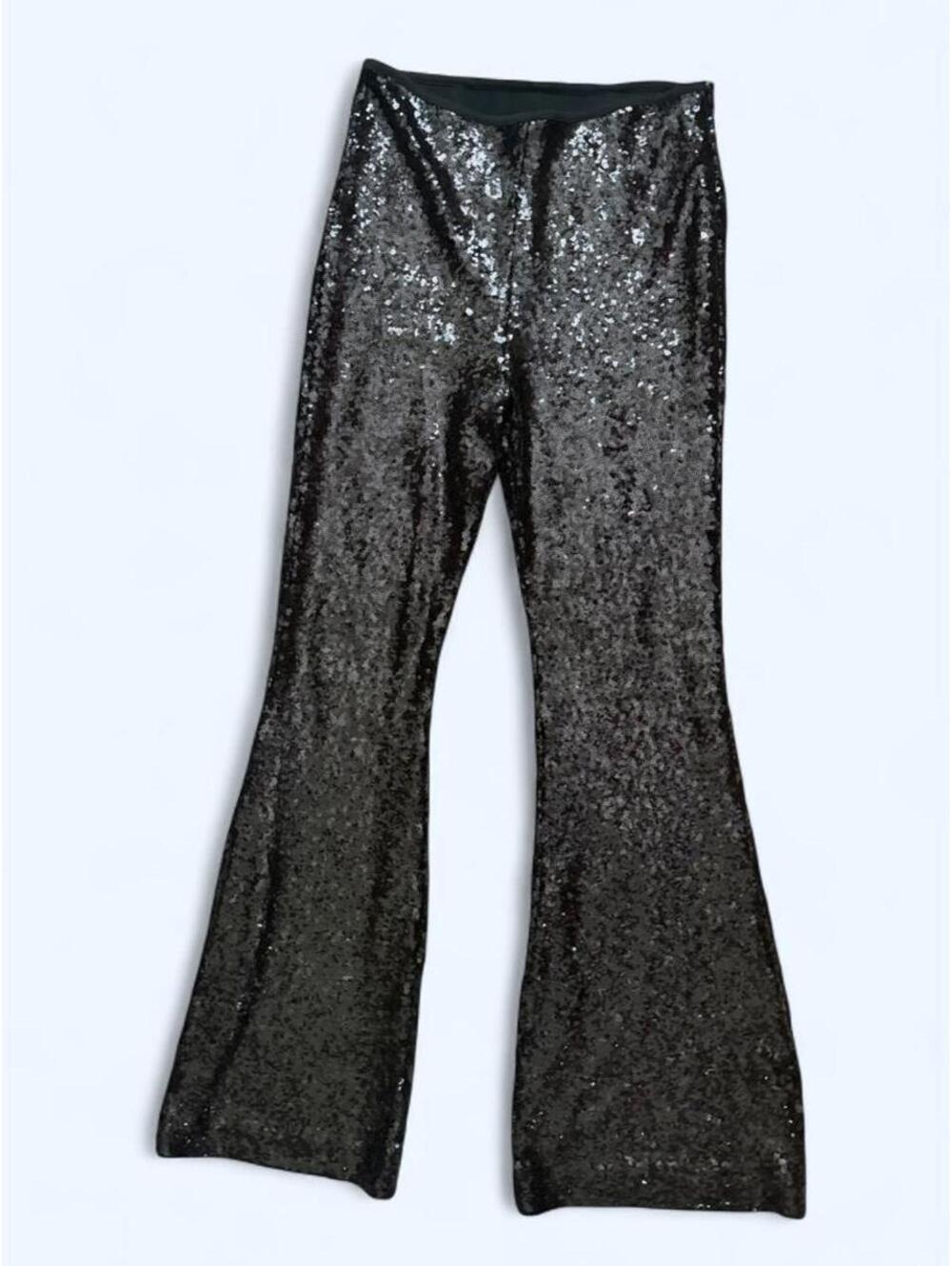 Anthropologie Women's Black and Silver Trousers